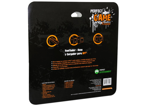 Cargador para 2 controles y Base con ventilador para Wii