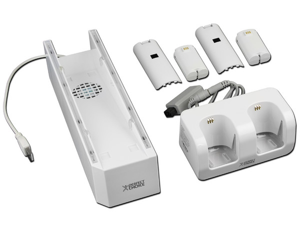 Cargador para 2 controles y Base con ventilador para Wii