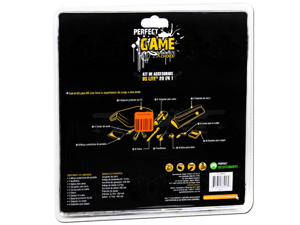 Kit de Accesorios Perfect Choice 20 en 1 para Nintendo DS LITE. Color Negro