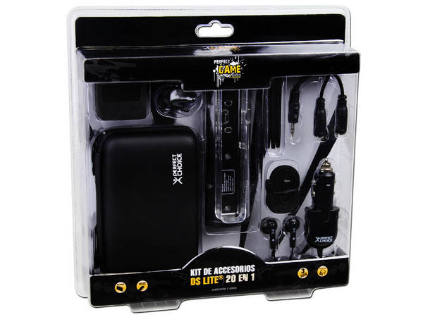 Kit de Accesorios Perfect Choice 20 en 1 para Nintendo DS LITE. Color Negro