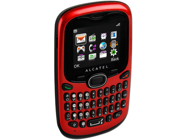 Celular Alcatel OT-255A, Tipo barra delgado con teclado QWERTY, Radio FM. Color Rojo. Región 4