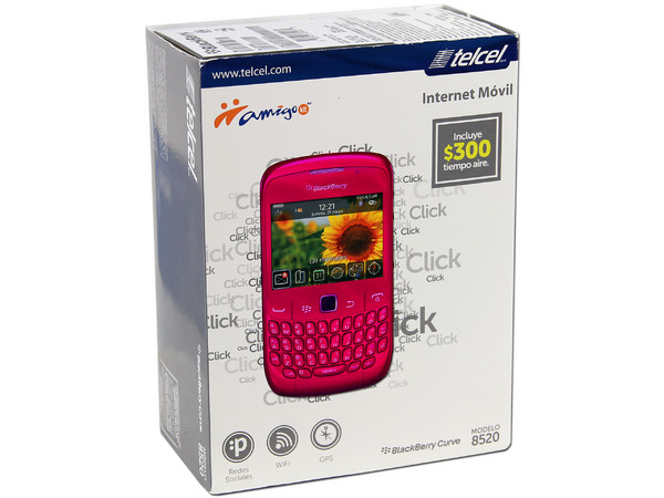 Smartphone BlackBerry Curve 8520 con teclado QWERTY, Cámara de 2 MP y Chat móvil. Color Hot Pink. Región 4