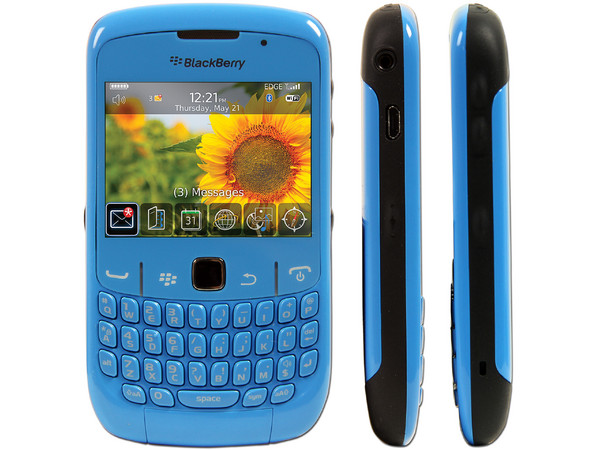 Smartphone BlackBerry Curve 8520 con teclado QWERTY, Cámara de 2 MP y Chat móvil. Color Sky Blu. Región 4