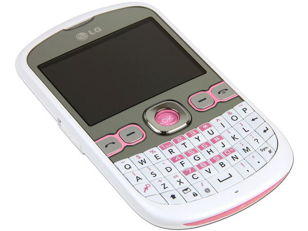 Celular LG C305 con teclado Qwerty, cámara de 2 MP y conexión WiFi para que estés al día con las redes sociales, radio FM. Región 4. Color Blanco con Rosa.