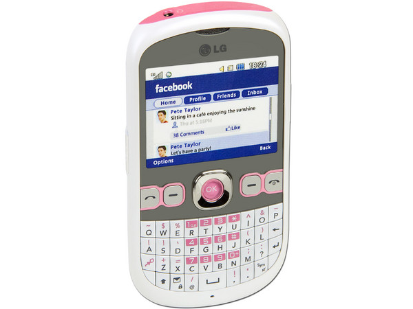 Celular LG C305 con teclado Qwerty, cámara de 2 MP y conexión WiFi para que estés al día con las redes sociales, radio FM. Región 4. Color Blanco con Rosa.