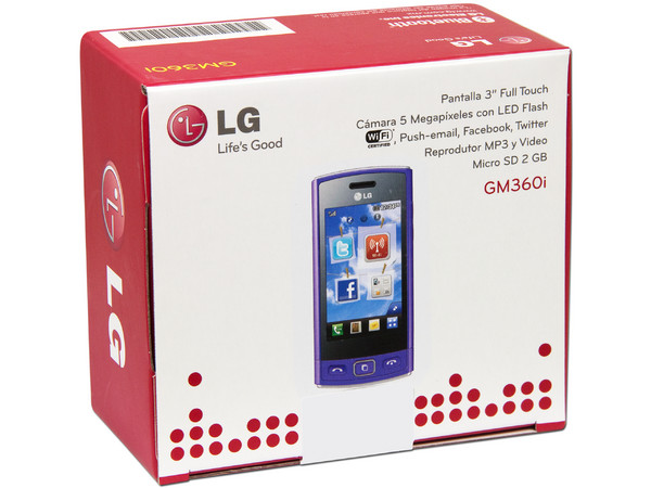 Celular LG GM360 con Pantalla Full Touch, cámara de 5.0 MP, conexion Wi-Fi. Color Morado. Región 4. 