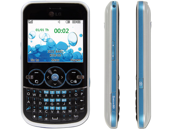 Celular LG GW300 con teclado Qwerty, cámara de 2 MP, radio FM, Bluetooth. Región 4. Color Gris con Azul