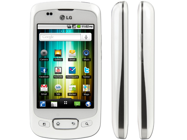 Celular LG Optimus One P500h con Pantalla Touch, cámara de 3.2 MP, conexion Wi-Fi, GPS y S.O. Android 2.2. Color Blanco. Región 4. 