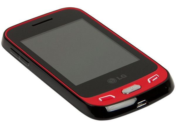 Celular LG T565 con Pantalla Touch, cámara de 3.2 MP, conexion Wi-Fi. Color Negro con Rojo. Región 4. 