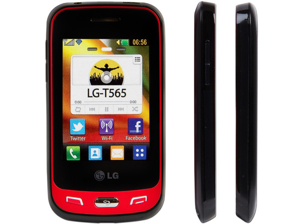 Celular LG T565 con Pantalla Touch, cámara de 3.2 MP, conexion Wi-Fi. Color Negro con Rojo. Región 4. 