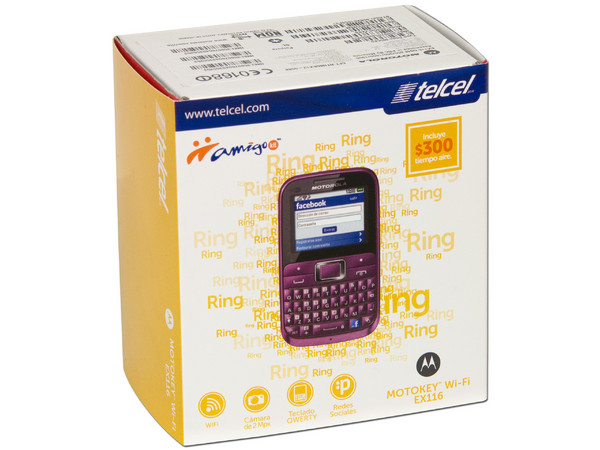 Celular Motorola Motokey Wi-Fi con teclado Qwerty, cámara de 2 MP y radio FM. Región 4. Color Purpura.