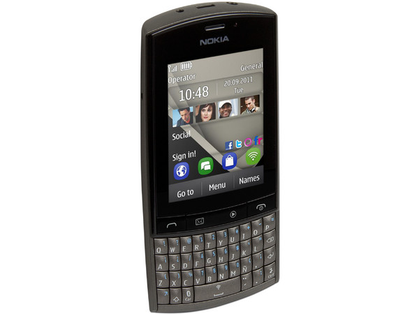 Celular Nokia 303 con teclado QWERTY y Pantalla Touch, cámara de 3.2 MP y conexión Wi-Fi, S.O. Symbian S40. Color Gris. Región 4