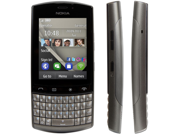 Celular Nokia 303 con teclado QWERTY y Pantalla Touch, cámara de 3.2 MP y conexión Wi-Fi, S.O. Symbian S40. Color Gris. Región 4