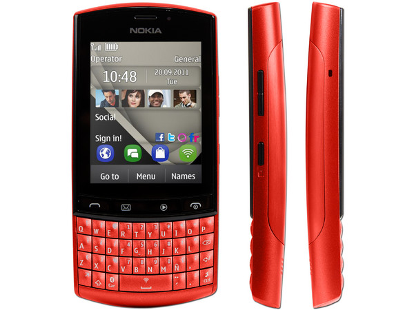 Celular Nokia 303 con teclado QWERTY y Pantalla Touch, cámara de 3.2 MP y conexión Wi-Fi, S.O. Symbian S40. Color Rojo. Región 4