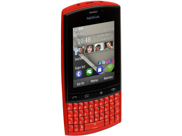 Celular Nokia 303 con teclado QWERTY y Pantalla Touch, cámara de 3.2 MP y conexión Wi-Fi, S.O. Symbian S40. Color Rojo. Región 4