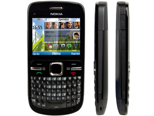 Celular Nokia C3 con teclado QWERTY, cámara de 2 MP y conexión Wi-Fi. Color Negro. Región 4