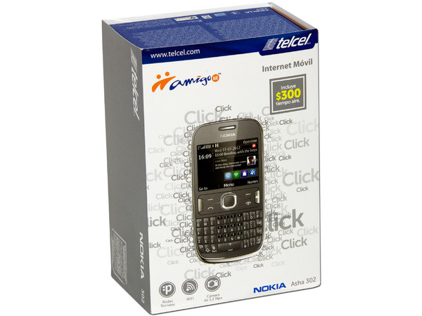 Celular Nokia Asha 302 con teclado QWERTY, cámara de 3.2 MP y conexión Wi-Fi, 3G. Región 4. Color Gris Oscuro.