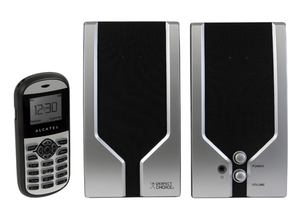 Bocinas Perfect Choice Multimedia de 400 Watts PMPO + Celular ALCATEL OT-104A . Región 4