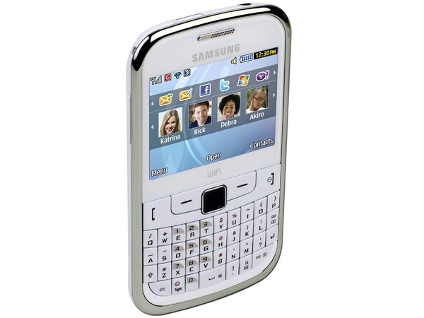 Celular Samsung S3350 con teclado QWERTY, cámara de 2 MP y conexión Wi-Fi. Color Blanco.  Región 4