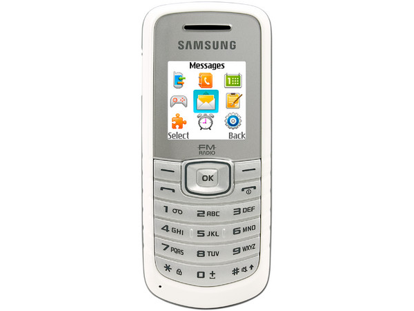 Celular Samsung  E1086, Tipo barra delgado, radio FM. Color Blanco. Región 4
