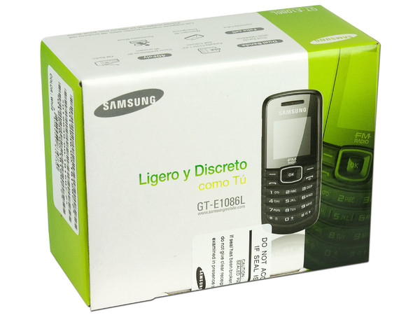 Celular Samsung  E1086, Tipo barra delgado, radio FM. Color Blanco. Región 4