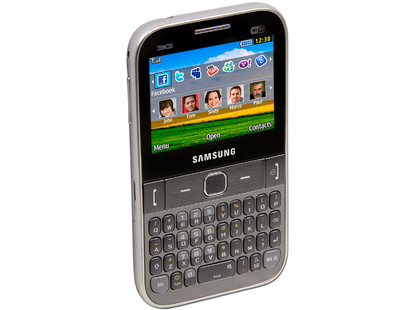 Celular Samsung Chat527 con teclado QWERTY, cámara de 2 MP, conexión 3G y Wi-Fi. Color Gris. Región 4