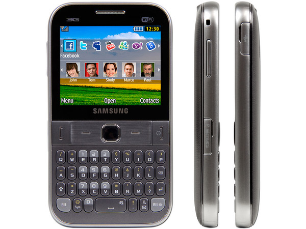 Celular Samsung Chat527 con teclado QWERTY, cámara de 2 MP, conexión 3G y Wi-Fi. Color Gris. Región 4