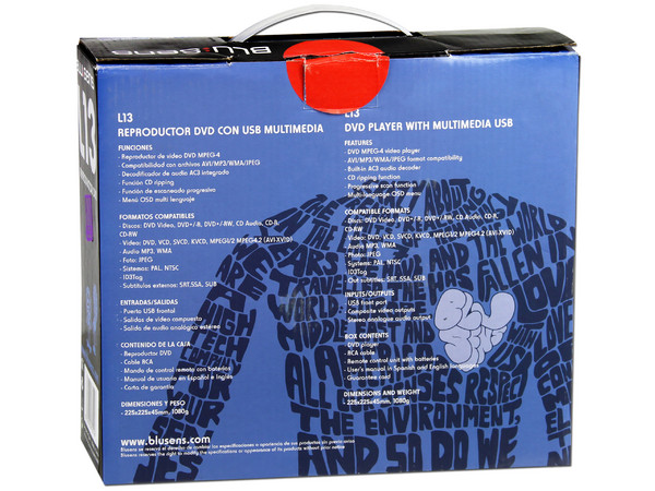 Reproductor de DVDs Blu:sens modelo L13, USB, Multi-Región.