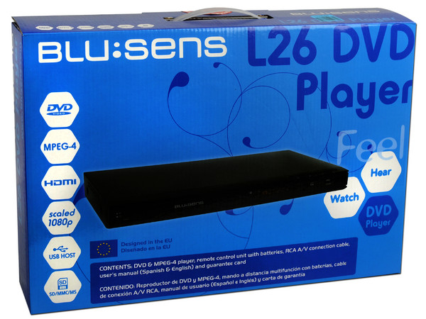 Reproductor de DVDs Blu:sens modelo L26, Región 4,  HDMI, USB y lector de tarjetas. 