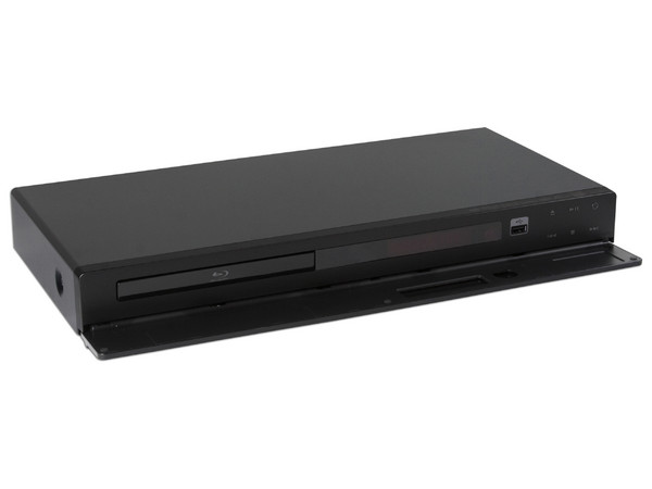 Reproductor Blu-ray Samsung Full HD 1080p, DVD escalable a 1080p, Dolby True-HD, Dolby Digital, dts HD, acabado en negro brillante.