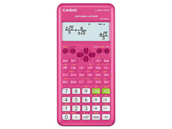 Calculadora Científica Casio FX-82LAPLUS2-PK de 12 dígitos, Líneas en pantalla 4, Funciones 252, Color Rosa.
