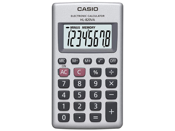 Calculadora Casio HL-820VA-S-MH, 8 dígitos.