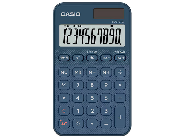 Calculadora de Bolsillo Casio SL-310YC-NY-W-MP, 10 Dígitos, Panel Solar. Color Azul.