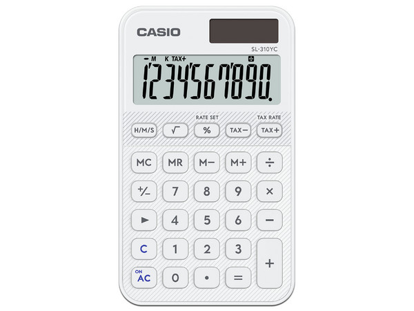 Calculadora de Bolsillo Casio SL-310YC-WE-W-MP, 10 Dígitos, Panel Solar. Color Blanca.