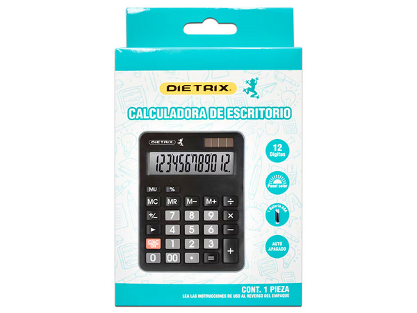Calculadora Científica Dietrix 5262, 12 Dígitos. Color Negro.