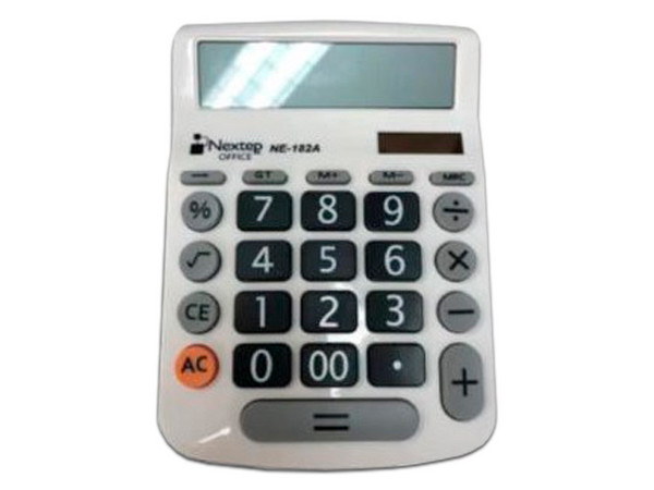 Calculadora Nextep NE-182A de 12 Dígitos, Teclas Grandes, Batería Solar, Color Blanco.