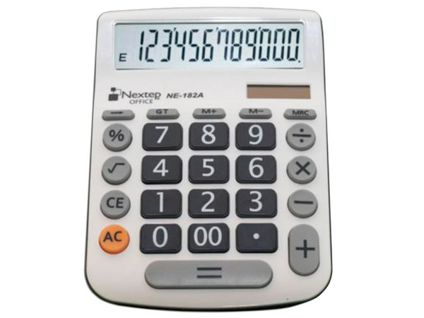 Calculadora Nextep NE-182A de 12 Dígitos, Batería Solar, 2 piezas. Color Blanco.