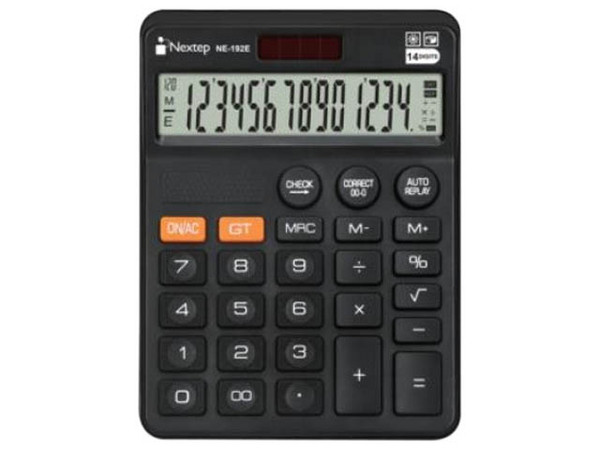 Calculadora Nextep NE-192E, 14 Digitos, Pantalla Grande Escritorio, Solar Bateria.