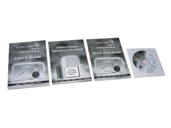 Cámara Digital Concord Eye-Q 3341z de 3.1 MP, 16 MB de memoria interna y cargador de baterías.