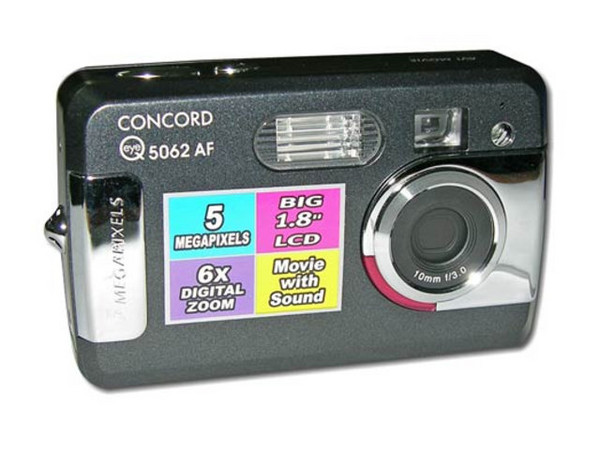 Cámara Digital Concord Eye-Q 5062AF de 5 MP y 16 MB de memoria interna.