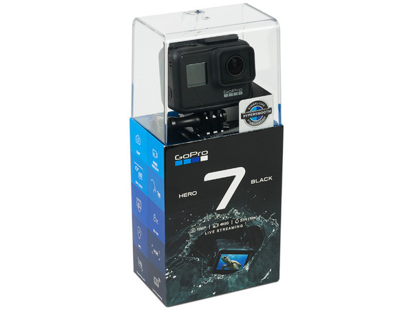 Cámara GoPro Hero 7 Black, Grabación 4k a 60 fps, sumergible hasta 10m, Wi-Fi, Bluetooth.
