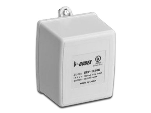 Transformador Bosch D1640 de 16.5 VCA, 40 VA, para sistemas de alarma.