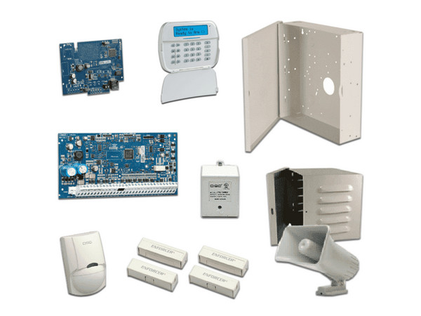 Paquete Serie DSC NEO-LCD-SIRENA-IP-SB- con panel HS2032, Teclado Alfanumérico HS2LCDN con Sirena de 30W, Comunicador IP TL280E, Sensor PIR y 2 Contactos Magnéticos.