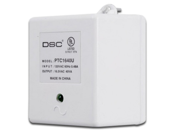 Transformador DSC PTC1640U, fusible interno 16VCA / 40VA.