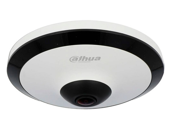 Cámara de vigilancia Fish Eye Dahua DH-HAC-EW2501 de 5MP, HDCVI, vista panorámica 360 grados, IR hasta 10 metros, audio integrado, IK10  a prueba de vandalismo.
