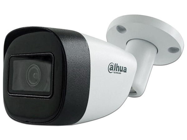 Cámara de Vigilancia Tipo Bullet Dahua DH-HAC-HFW1200CMN-A-02 de 2MP (1920 x 1080) con micrófono integrado, IR Hasta 30m, IP67.