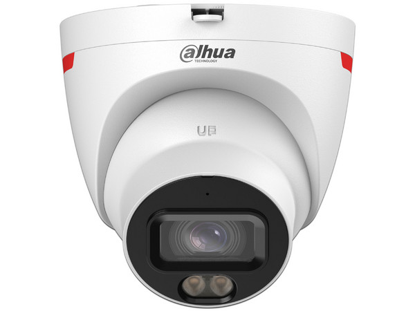 Cámara IP Tipo domo Dahua DH-IPC-HDW2449T-S-PRO de 4MP (2688 x 1520), Lente de 3.6mm, Luz Calida hasta 30m, Microfono Integrado, IP67, Color Blanco.