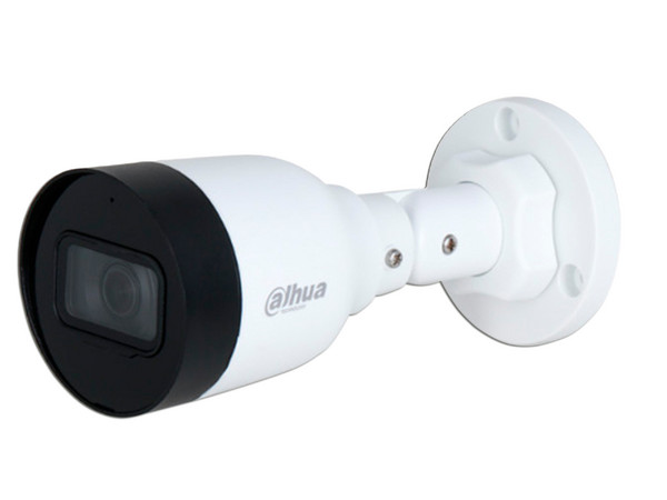 Cámara de Vigilancia IP Tipo Bala Dahua DH-IPC-HFW1230S1-A-S5 de 2MP (1920 x 1080), IR Hasta 30m, Lente de 2.8mm, Micrófono Integrado, Color Blanco.