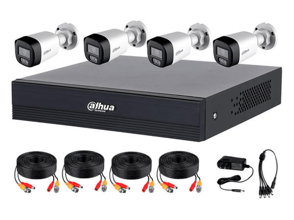 Kit de Videovigilancia Dahua DH-KIT/XVR1B04-I/T/4-HAC-HFW1200RLN-IL-T, Incluye DVR XVR1B04-I/T de 4 Canales BNC, 4 Cámaras HAC-HFW1200RLN-IL-T de 2MP, Full HD (1920 x 1080), (No Incluye Disco Duro), Fuente de Alimentación Incluida.