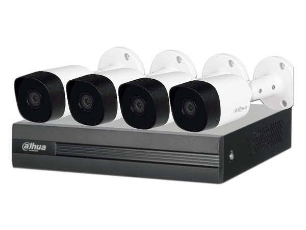Kit de 4 Canales Dahua 5 MP, DVR Cooper-I WizSense con IA, H.265+, 4 Cámaras B2A51 Metálicas, 4 Canales HDCVI + 1 IP o Hasta 5 Canales IP.